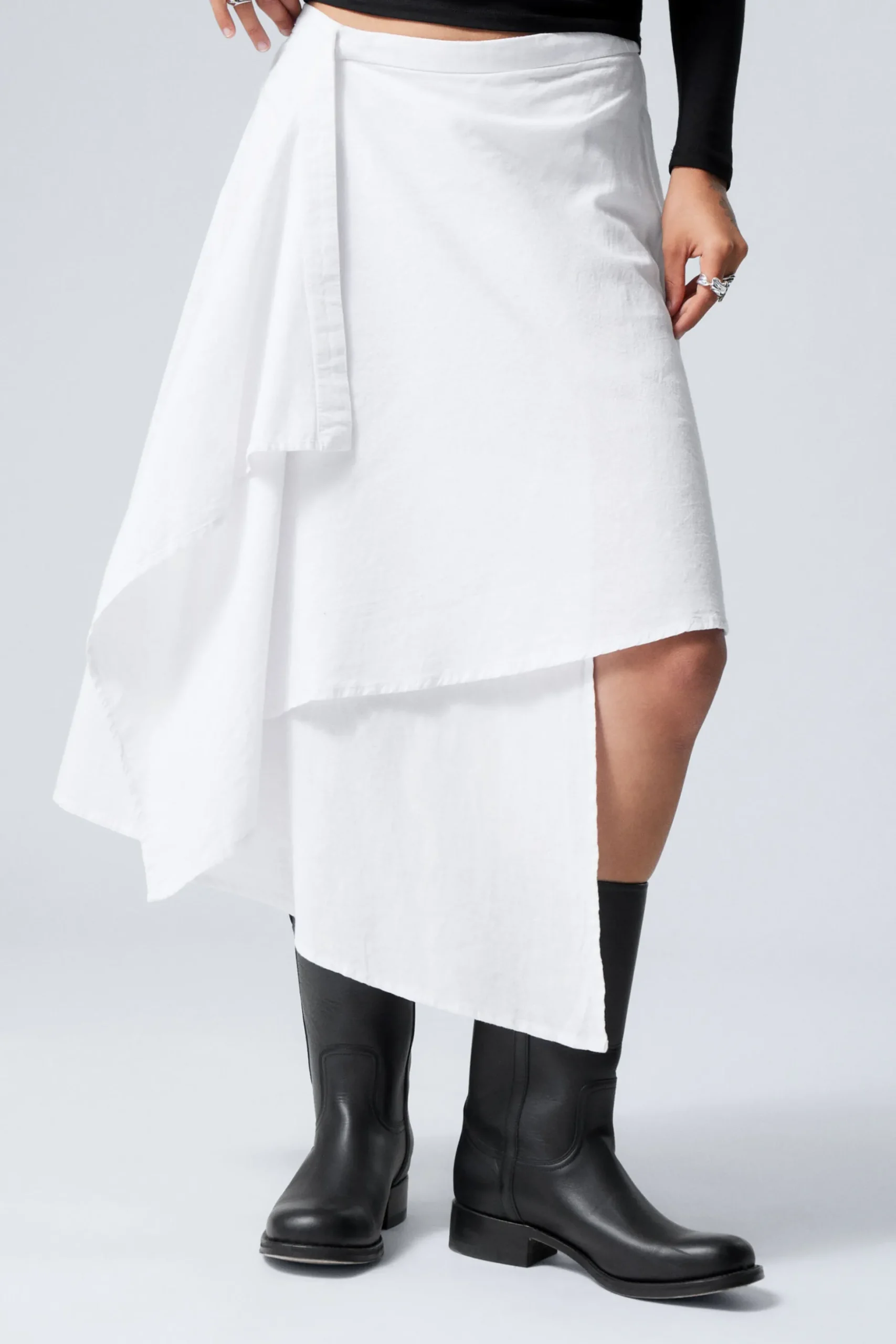 Weekday ASYMMETRIC LINEN BLEND WRAP SKIRT white Discount