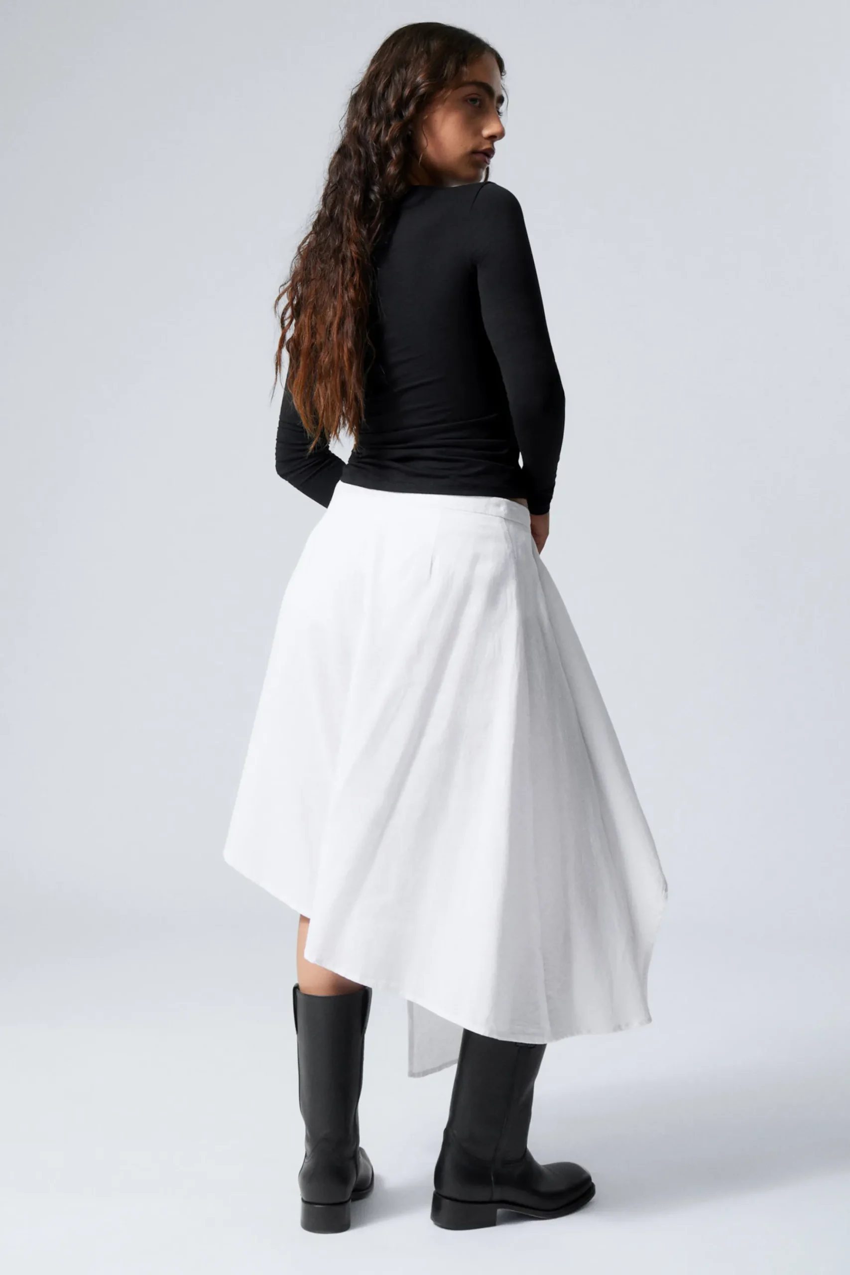 Weekday ASYMMETRIC LINEN BLEND WRAP SKIRT white Discount