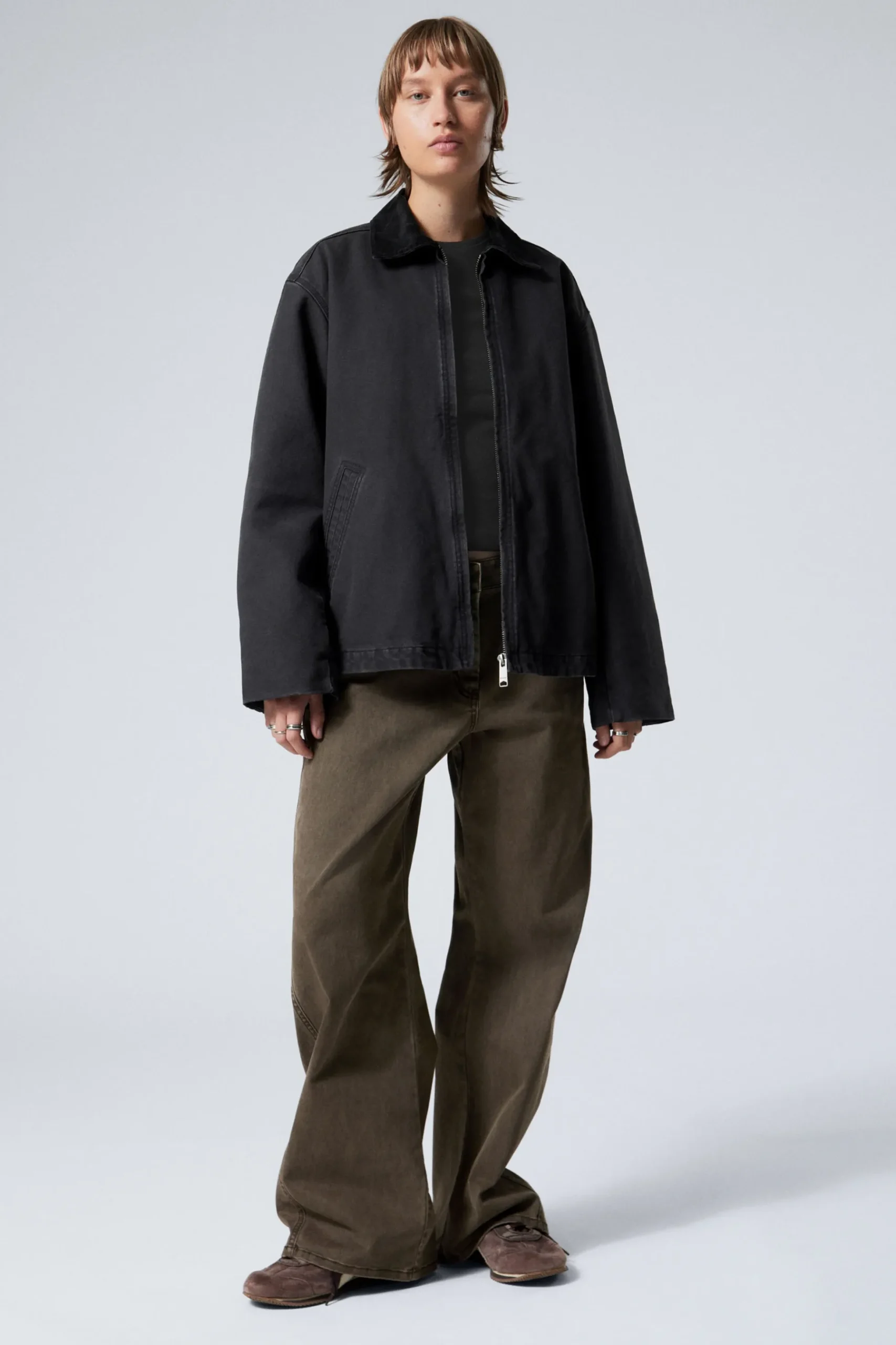 Weekday BELLE WASHED CANVAS JACKET washed black Sale