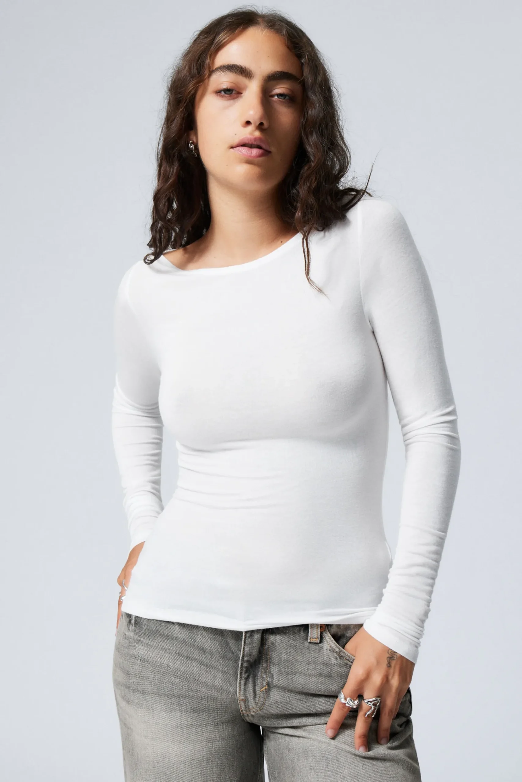 Weekday BOATNECK LONG SLEEVE TOP white Fashion