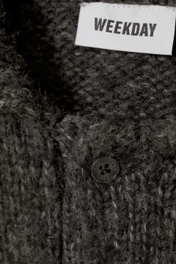 Weekday BOBBY RELAXED KNITTED POLO SWEATER dark grey Cheap