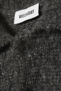 Weekday BOBBY RELAXED KNITTED POLO SWEATER dark grey Cheap