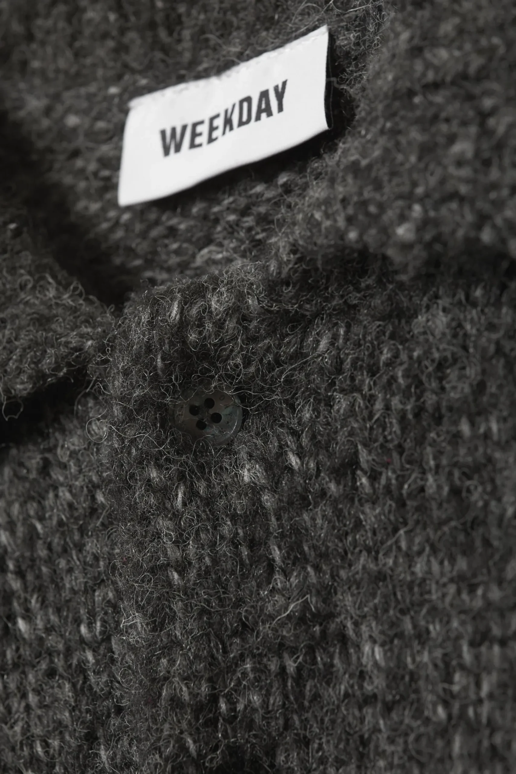 Weekday BOBBY RELAXED KNITTED POLO SWEATER dark grey Cheap