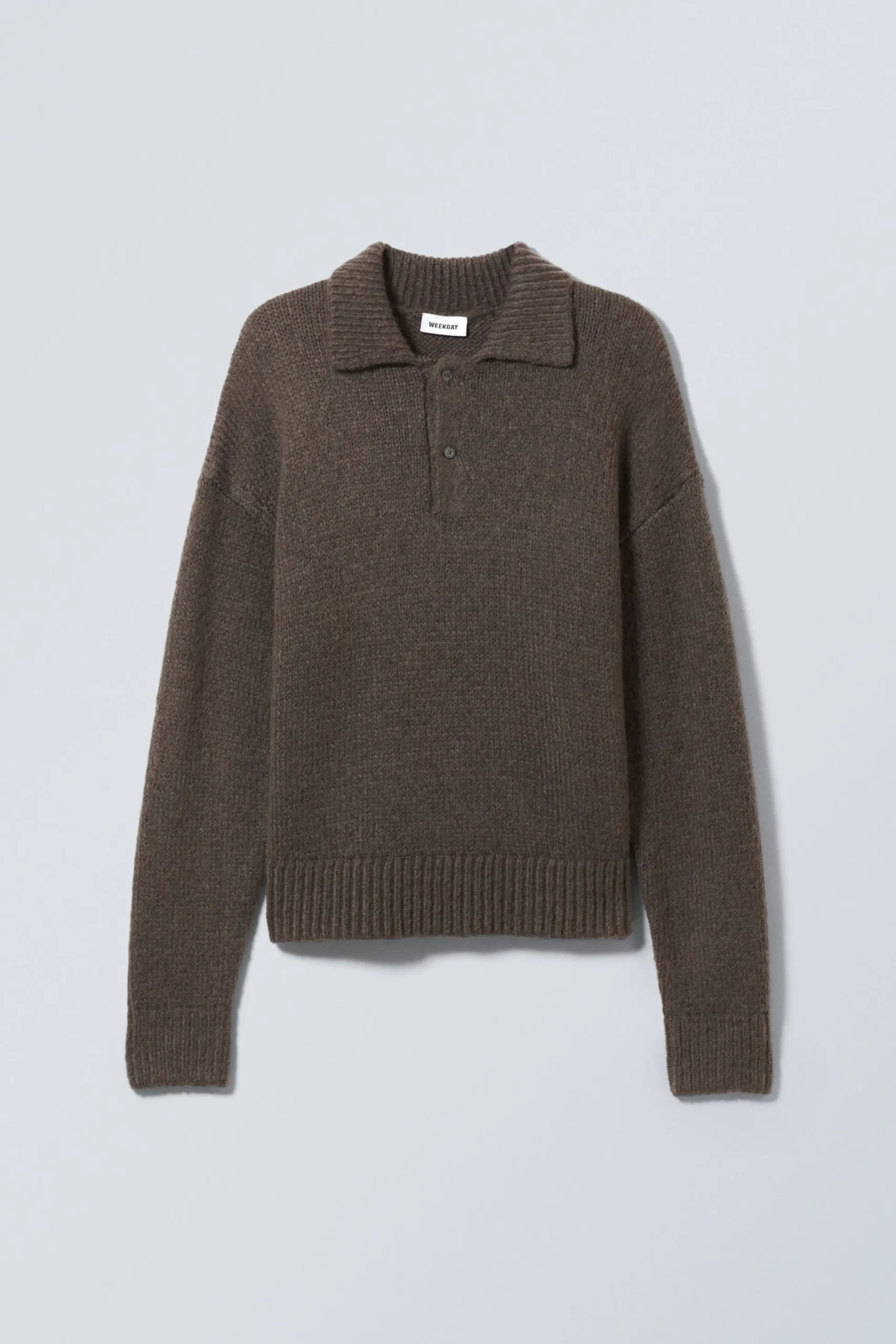 Weekday BOBBY RELAXED KNITTED POLO SWEATER dark mole Flash Sale