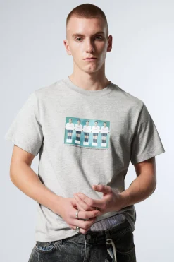 Weekday BOXY GRAPHIC PRINTED T-SHIRT light grey fussball team Cheap