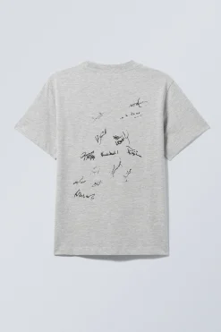 Weekday BOXY GRAPHIC PRINTED T-SHIRT light grey fussball team Cheap
