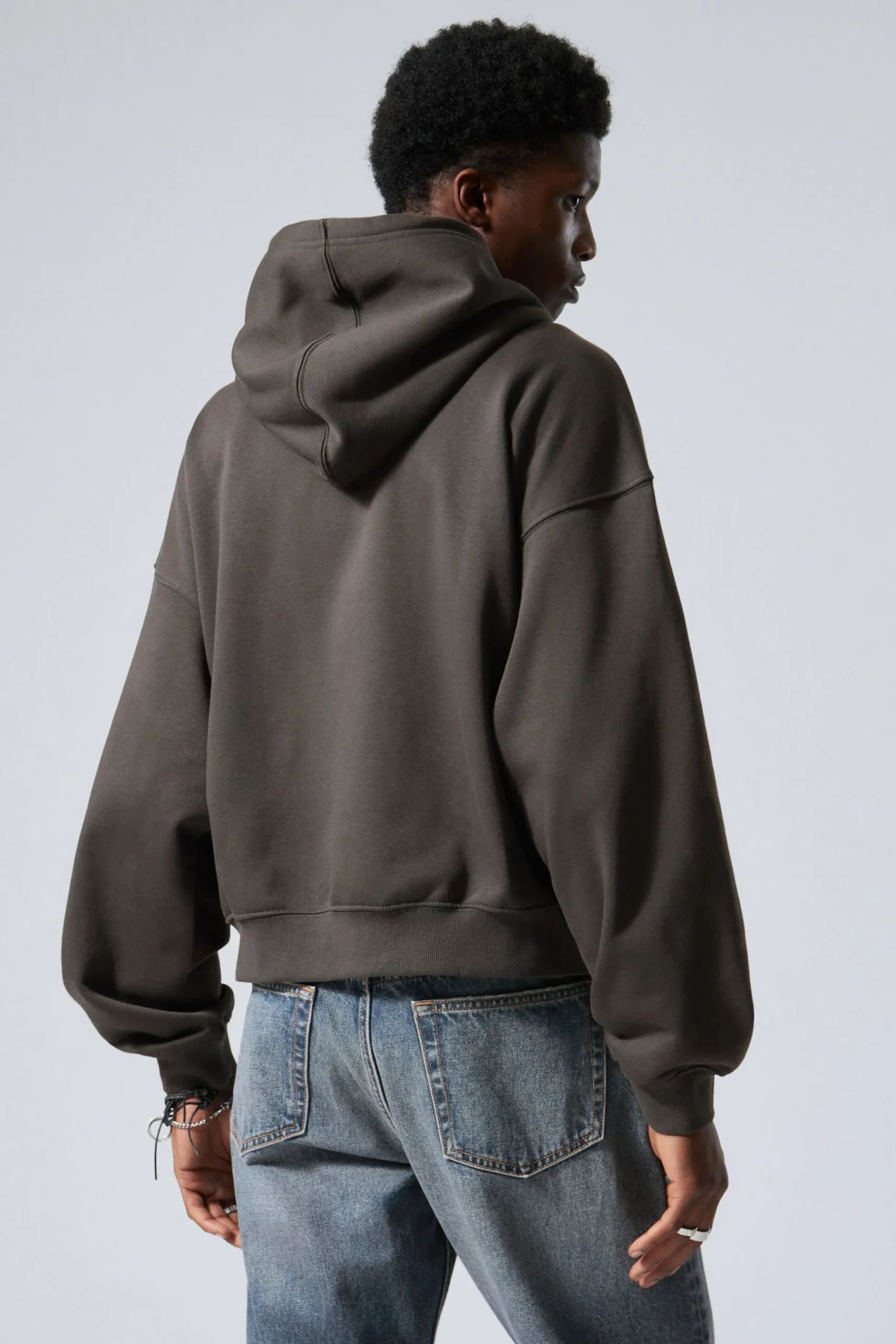 Weekday BOXY GRAPHIC ZIP HOODIE dark grey angel city Online