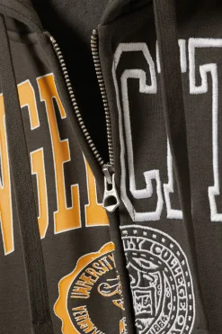 Weekday BOXY GRAPHIC ZIP HOODIE dark grey angel city Online