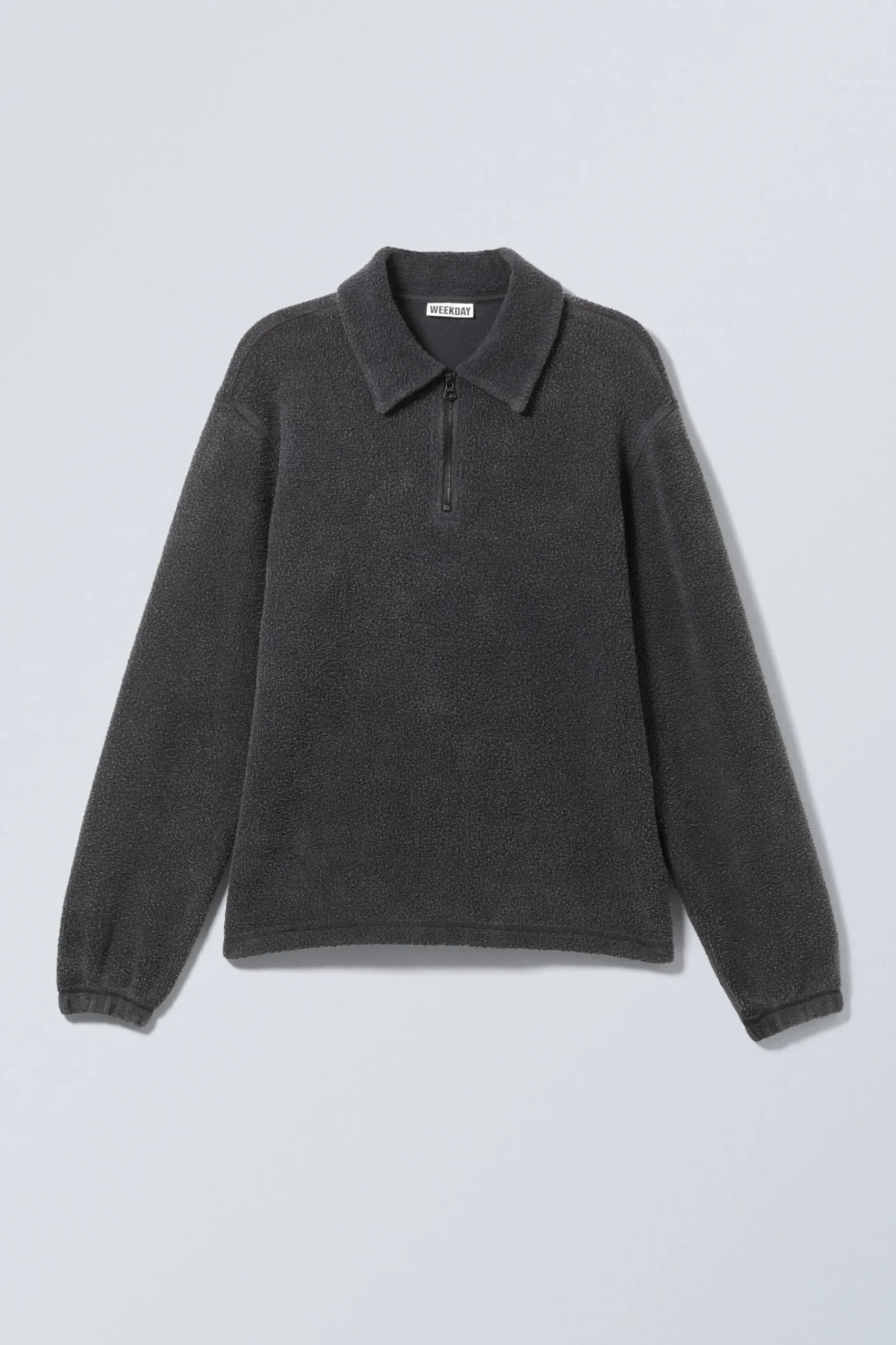 Weekday BOXY HALF-ZIP FLEECE SWEATSHIRT washed black Fashion