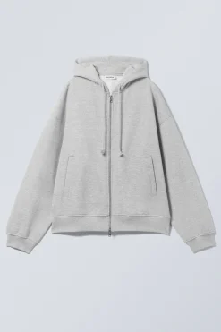 Weekday BOXY HEAVY ZIP HOODIE grey melange Cheap