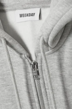 Weekday BOXY HEAVY ZIP HOODIE grey melange Cheap