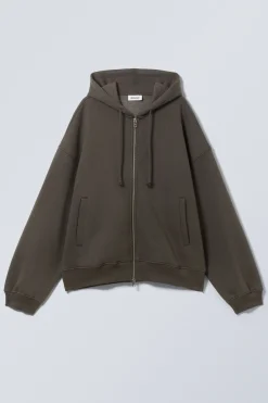 Weekday BOXY HEAVY ZIP HOODIE dark grey Store
