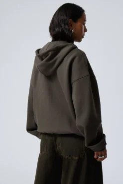 Weekday BOXY HEAVY ZIP HOODIE dark grey Store