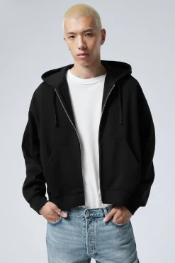 Weekday BOXY MIDWEIGHT ZIP HOODIE black Fashion