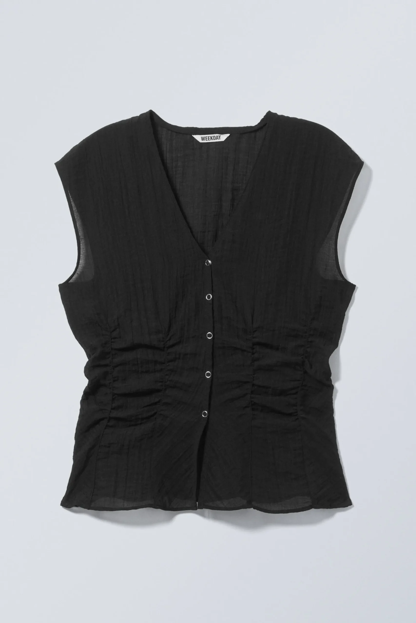Weekday CAP-SLEEVED SHEER TOP black New