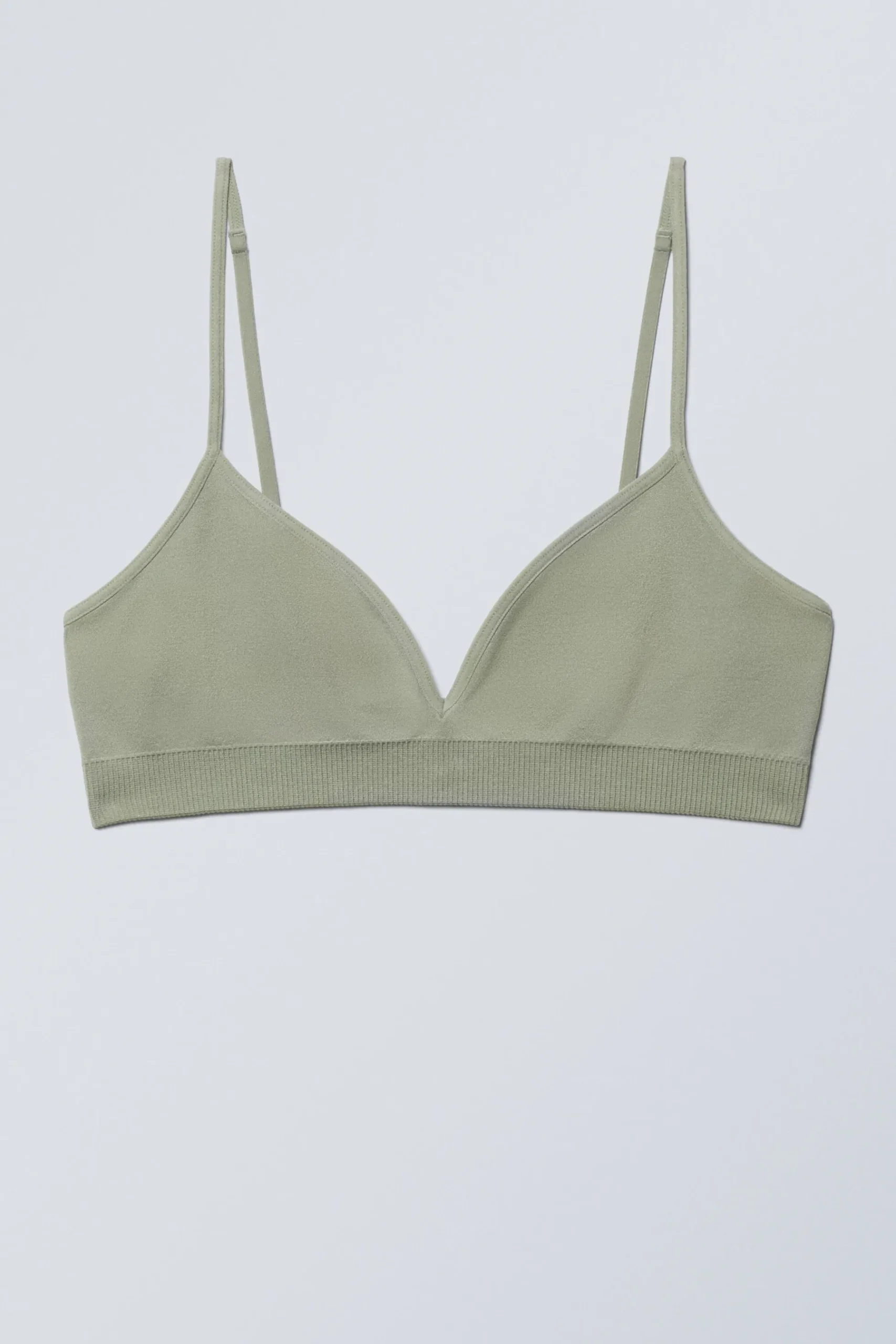 Weekday CAT SOFT TRIANGLE BRA light dusty khaki green Clearance
