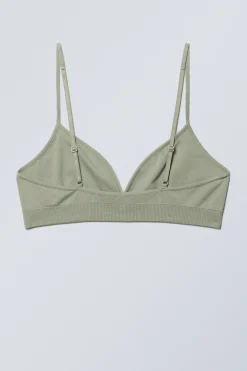 Weekday CAT SOFT TRIANGLE BRA light dusty khaki green Clearance