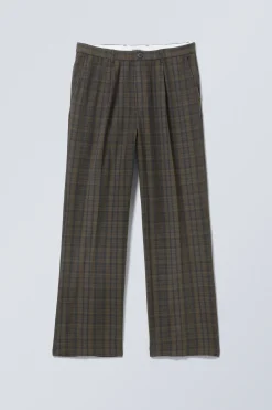 Weekday CHECKED LOOSE SUITING TROUSERS dark mole check Shop