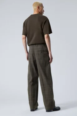 Weekday CHECKED LOOSE SUITING TROUSERS dark mole check Shop
