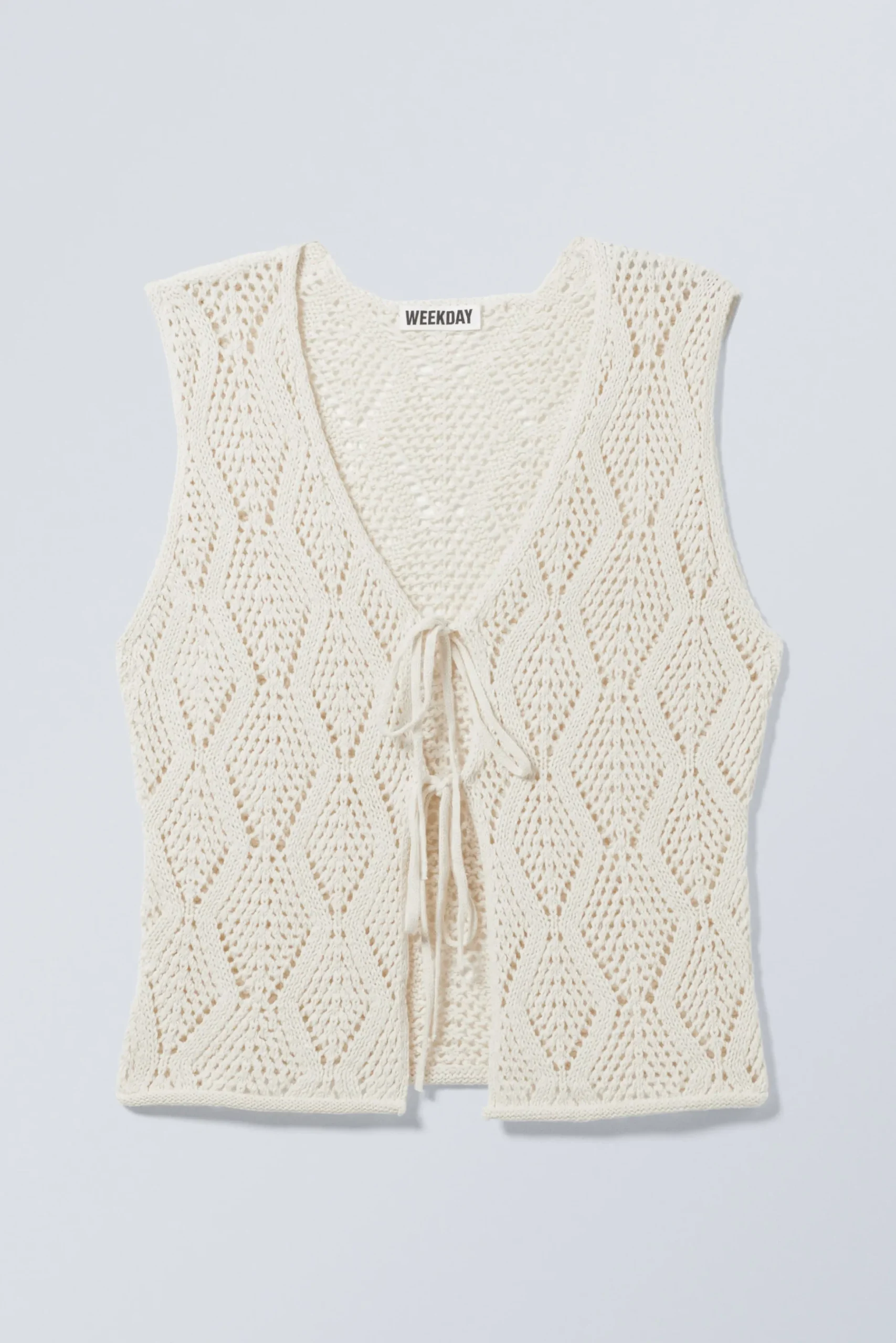 Weekday CROCHET KNIT TIE VEST cream Sale