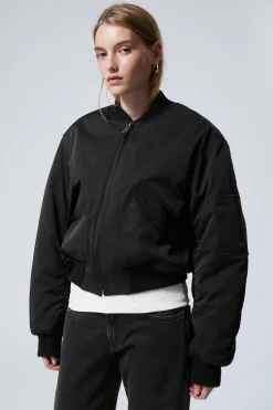 Weekday CROPPED BOMBER JACKET black New