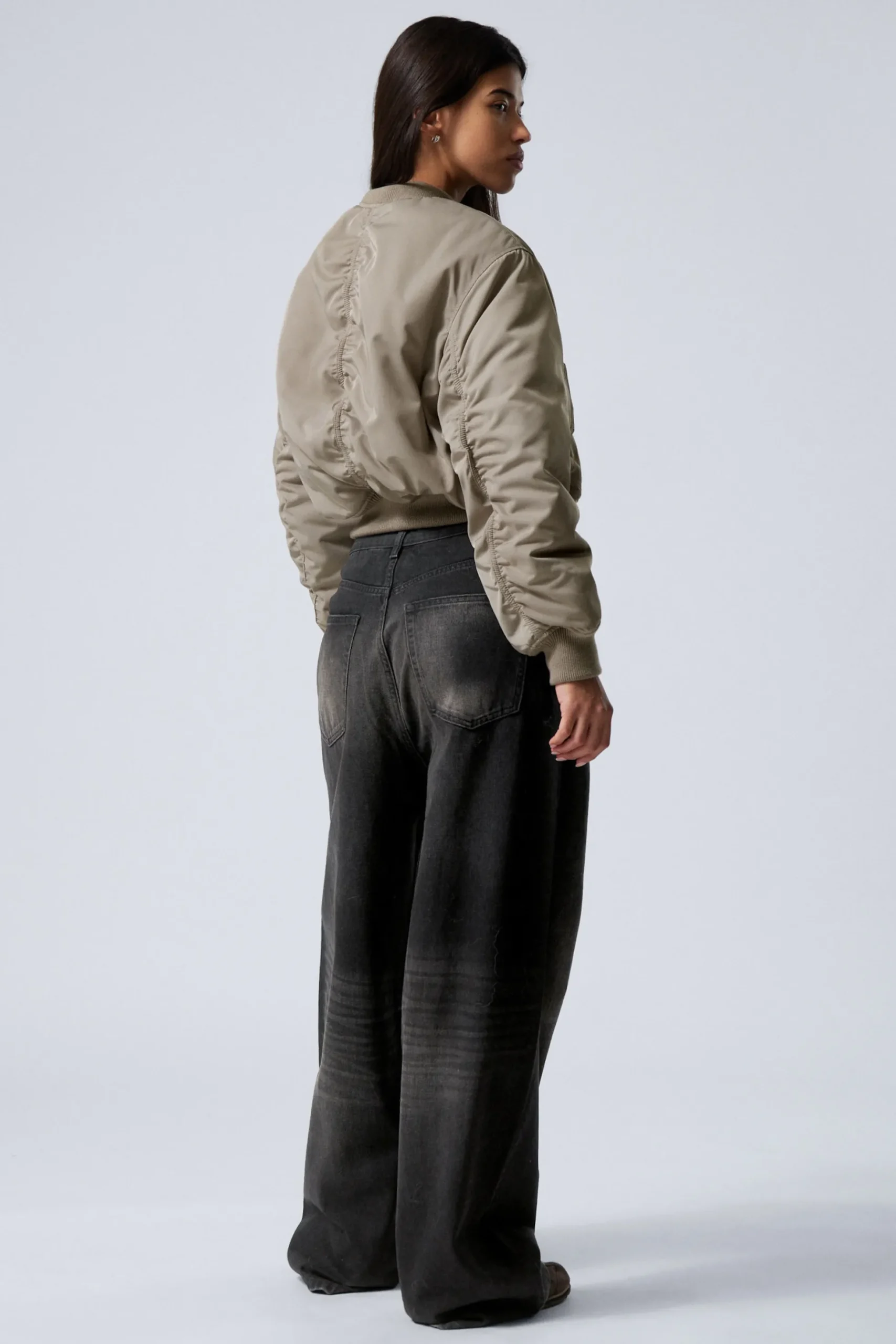 Weekday CROPPED BOMBER JACKET dusty mole Discount