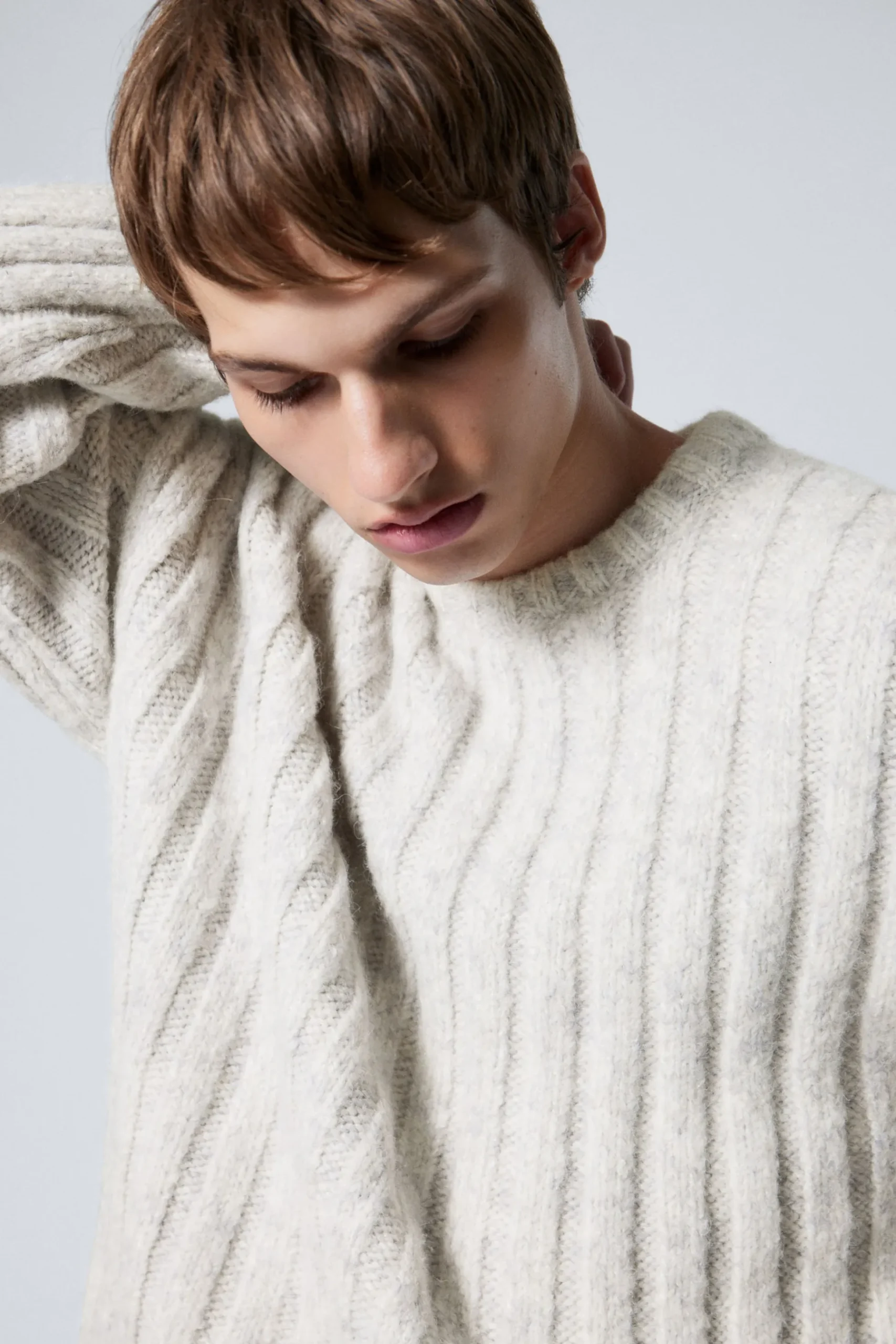 Weekday CROPPED RIB-KNIT SWEATER light grey Shop