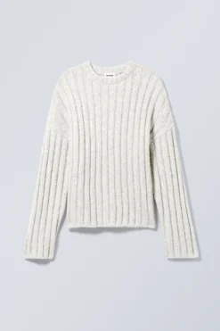 Weekday CROPPED RIB-KNIT SWEATER light grey Shop
