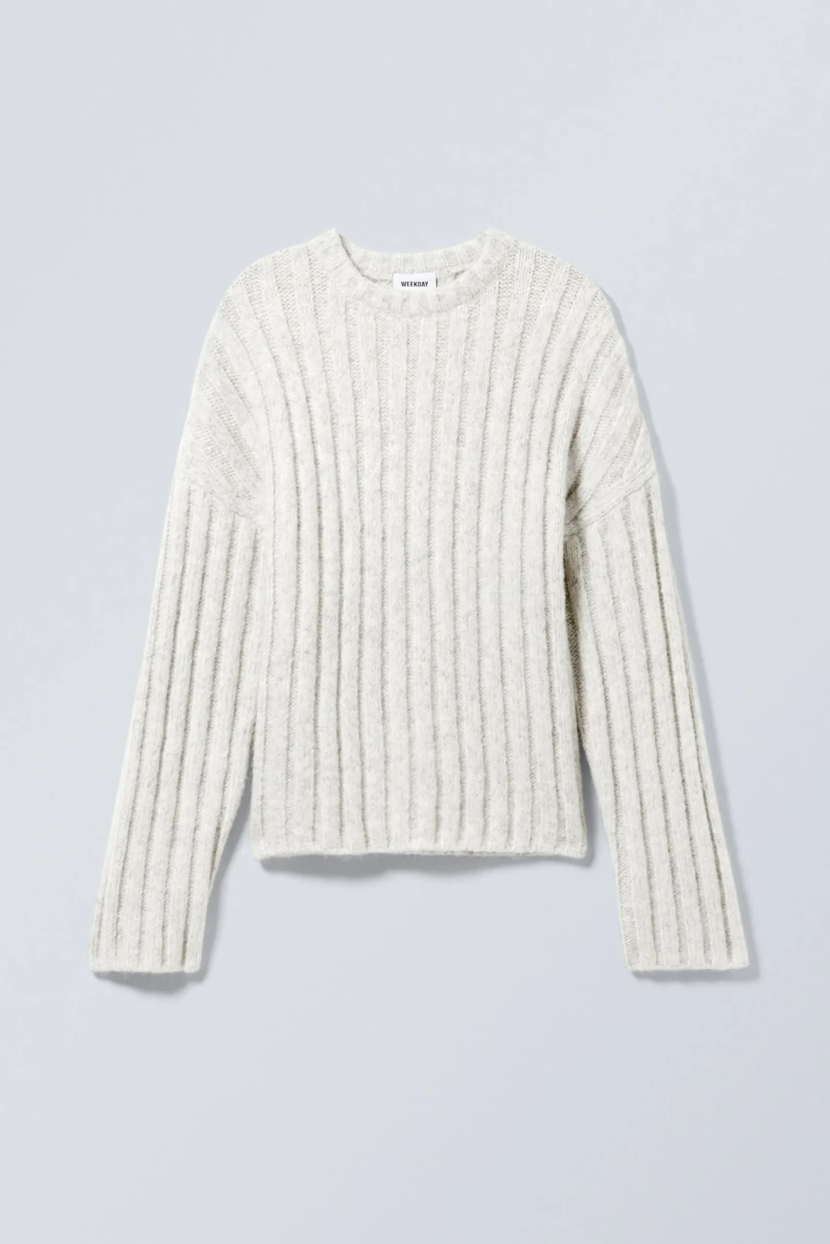 Weekday CROPPED RIB-KNIT SWEATER light grey Shop