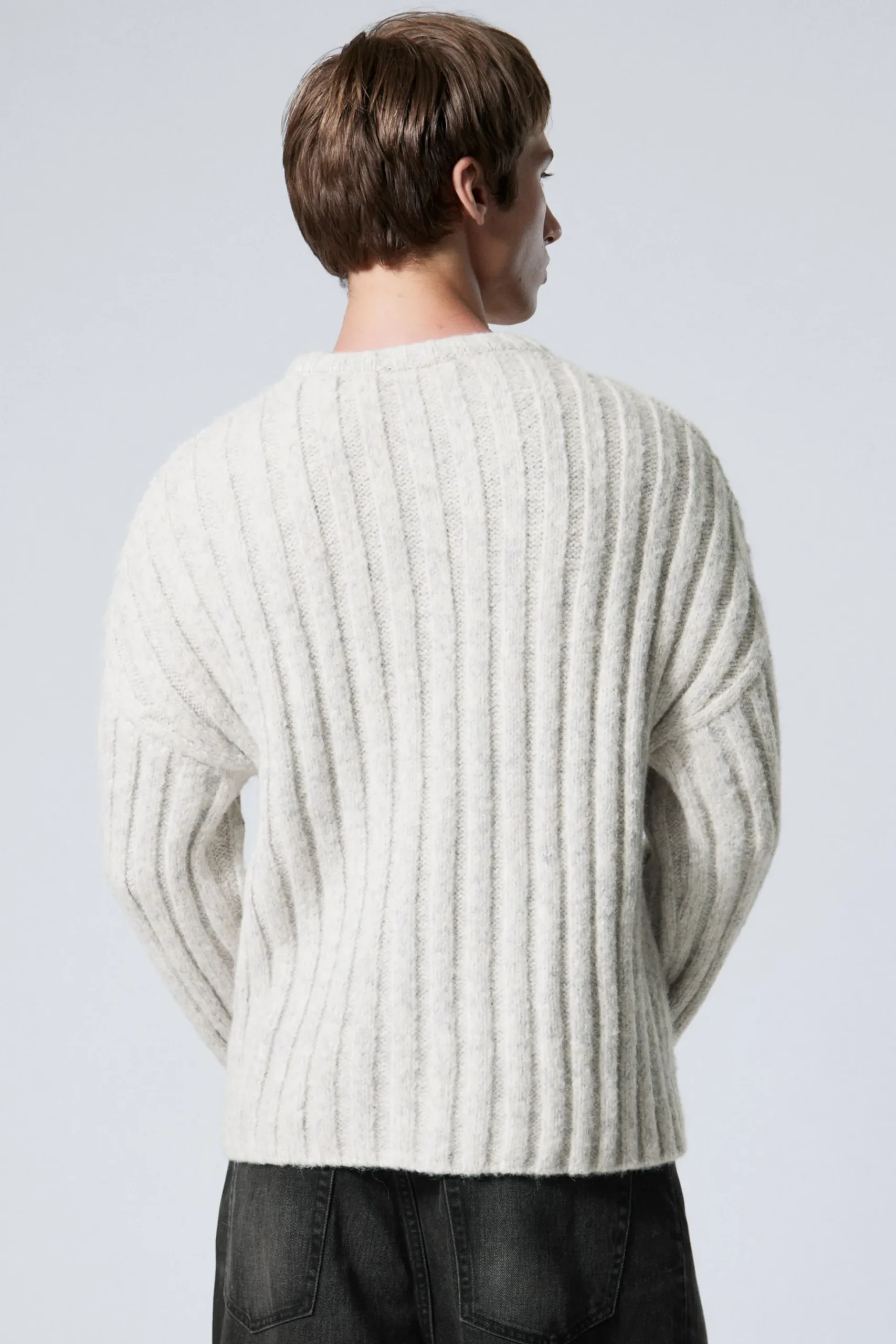 Weekday CROPPED RIB-KNIT SWEATER light grey Shop