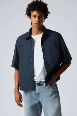 Weekday CROPPED SHORT SLEEVE SHIRT dark blue Best
