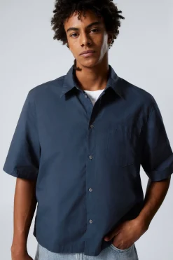 Weekday CROPPED SHORT SLEEVE SHIRT dark blue Best