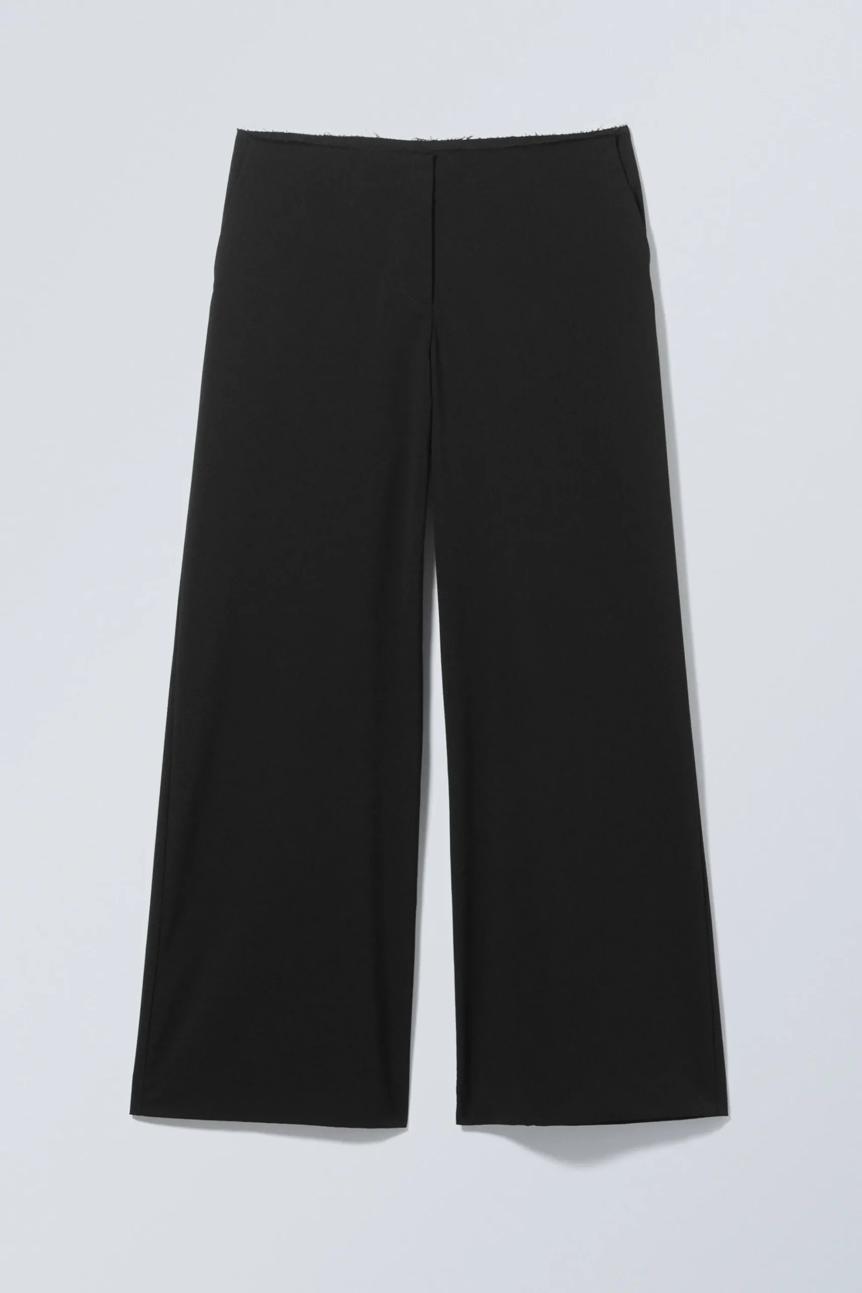Weekday CUT-OFF WAISTBAND FRAYED SUITING TROUSERS black Discount