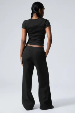 Weekday CUT-OFF WAISTBAND SUITING TROUSERS black stripe Discount