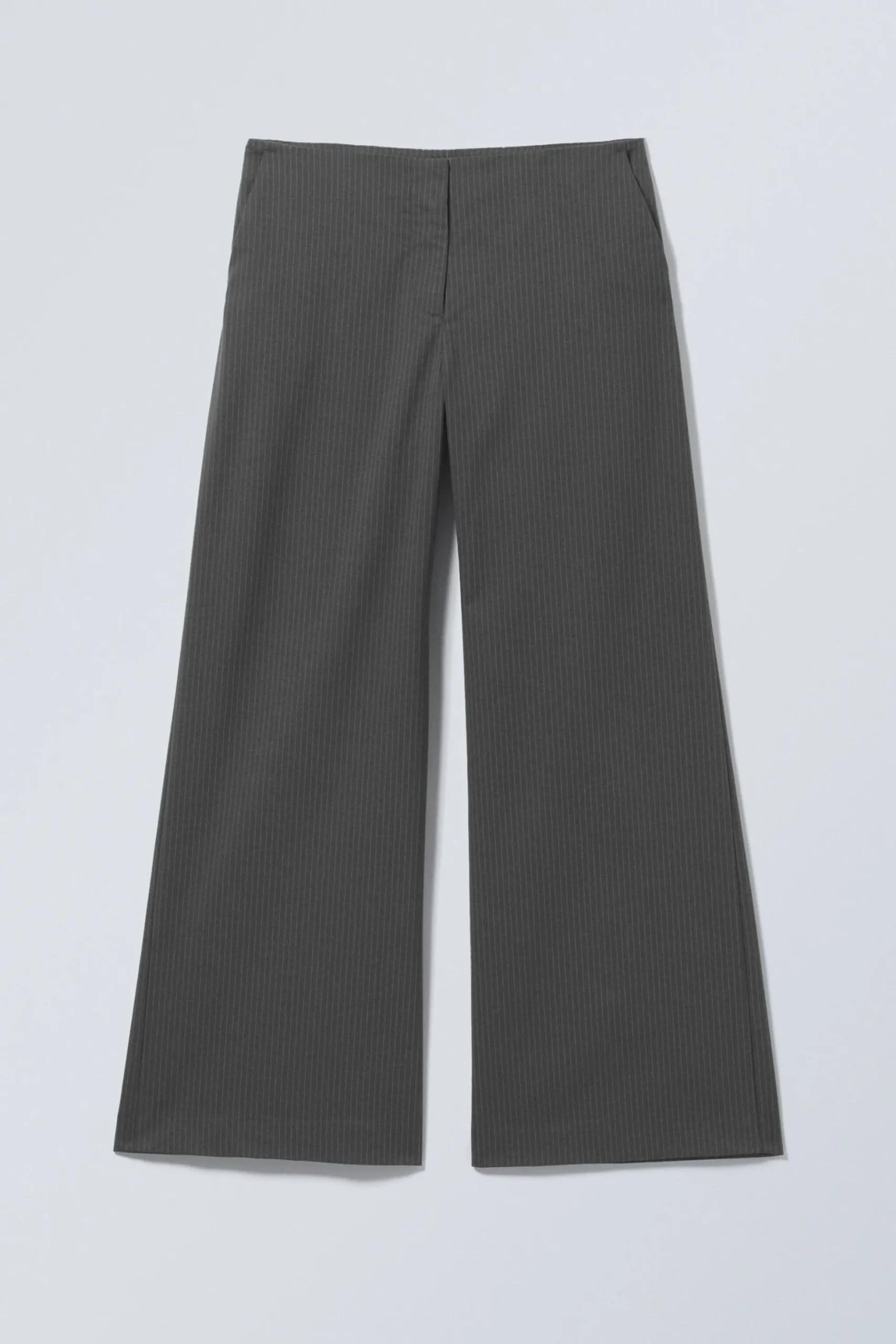 Weekday CUT-OFF WAISTBAND SUITING TROUSERS striped dark grey Hot