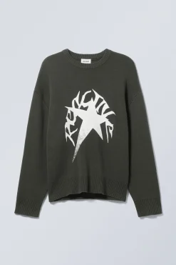 Weekday CYPHER GRAPHIC KNIT SWEATER dark grey reactive star Best