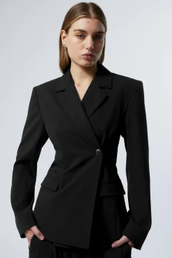 Weekday DOUBLE-BREASTED SUITING BLAZER black Discount
