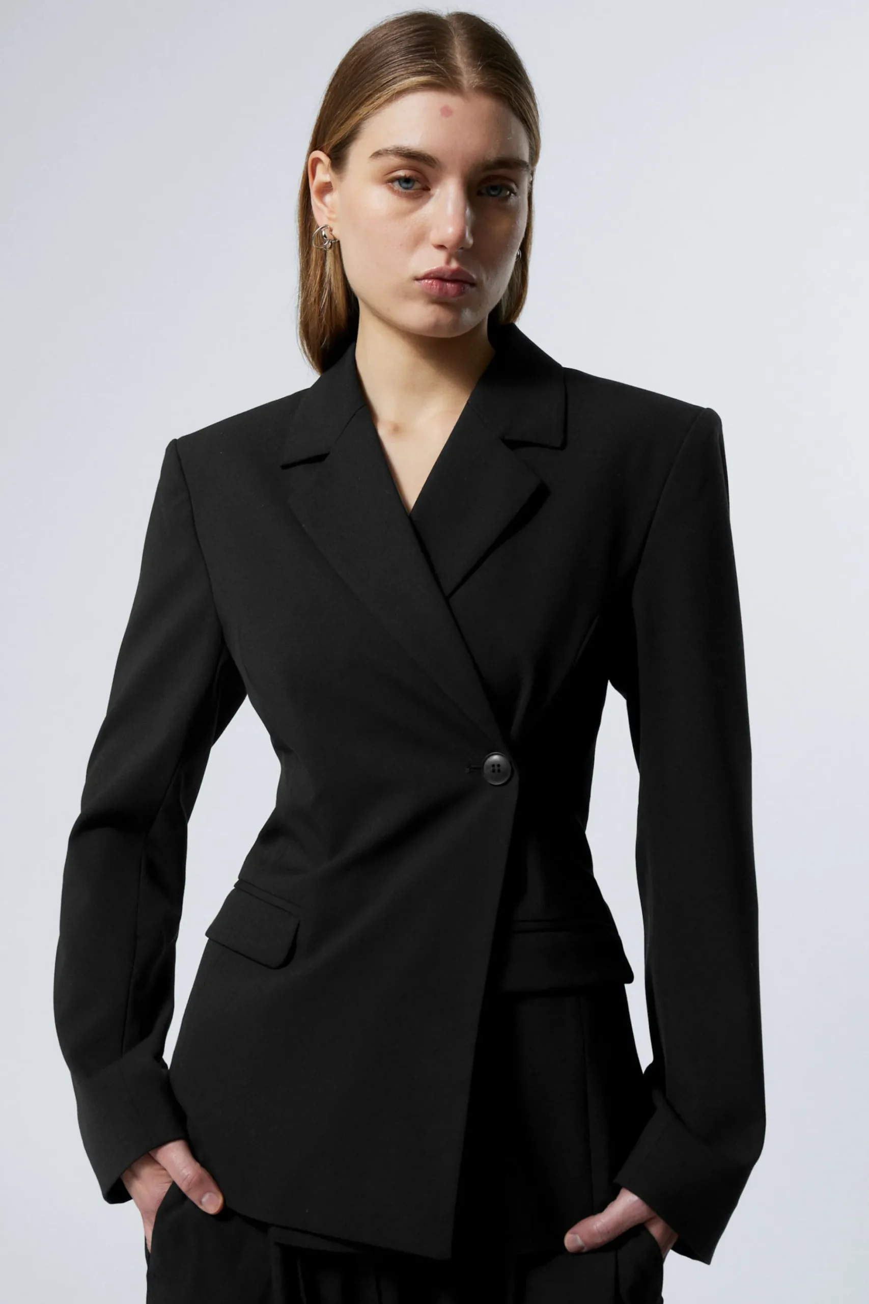 Weekday DOUBLE-BREASTED SUITING BLAZER black Discount