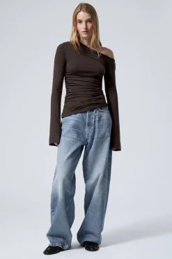 Weekday DRAPE ASYMMETRIC LYOCELL TOP dark brown Online