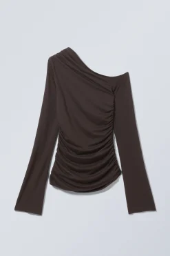 Weekday DRAPE ASYMMETRIC LYOCELL TOP dark brown Online