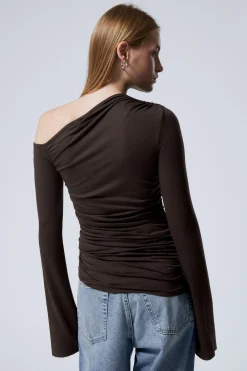 Weekday DRAPE ASYMMETRIC LYOCELL TOP dark brown Online