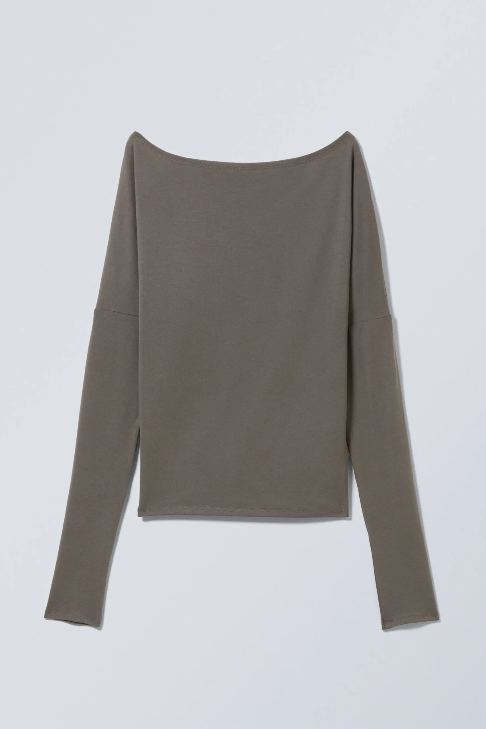 Weekday DRAPED LONG-SLEEVED LYOCELL TOP dark mole Outlet