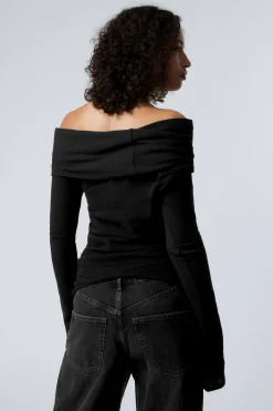 Weekday DRAPED OFF-SHOULDER TOP black Best Sale