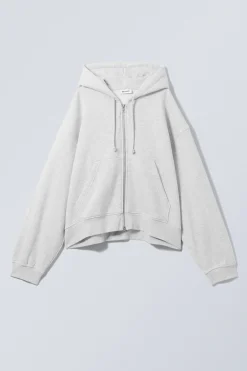 Weekday ESSENCE BOXY ZIP HOODIE grey melange Shop