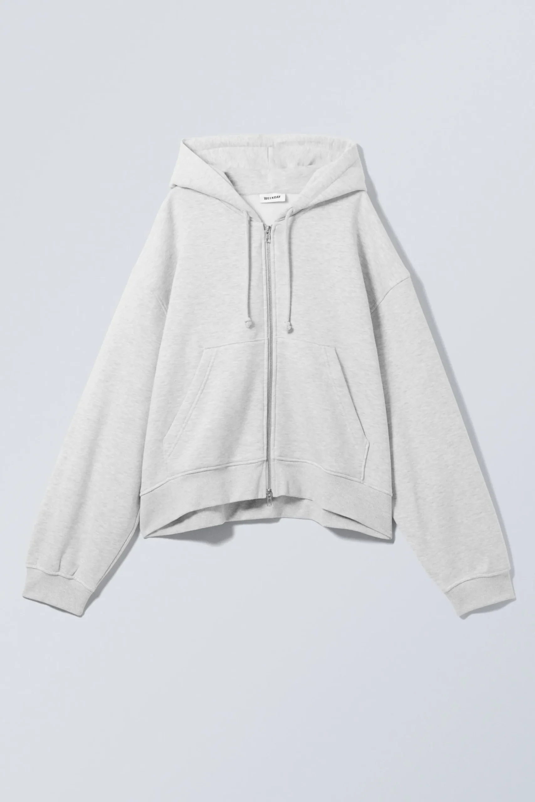 Weekday ESSENCE BOXY ZIP HOODIE grey melange Shop