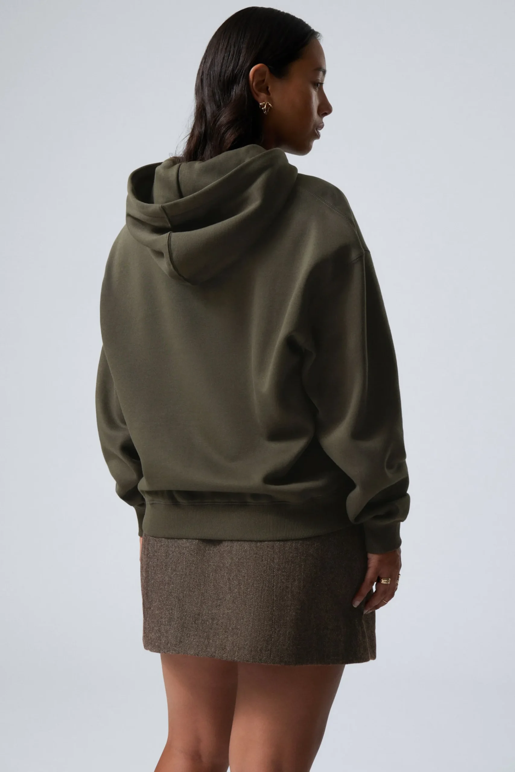 Weekday ESSENCE STANDARD HOODIE dark khaki green Flash Sale