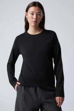 Weekday ESSENCE STANDARD LONG SLEEVE black Sale