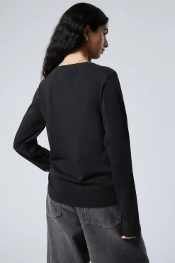 Weekday ESSENCE STANDARD LONG SLEEVE black Sale