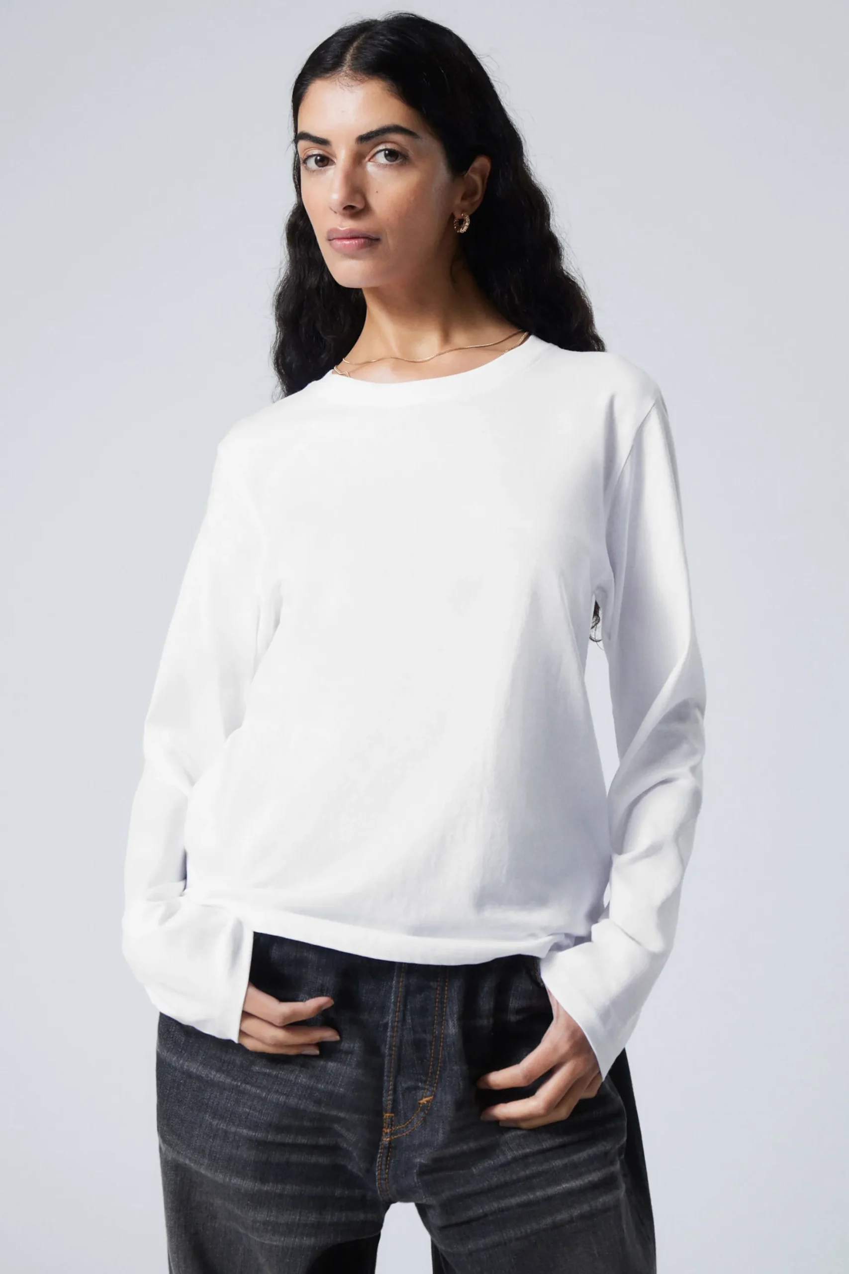 Weekday ESSENCE STANDARD LONG SLEEVE white Hot