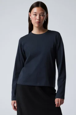 Weekday ESSENCE STANDARD LONG SLEEVE dark blue Store